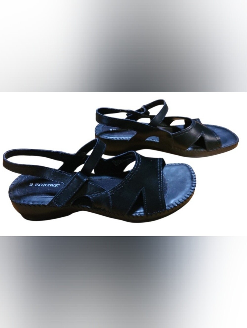 Isotoner Black Strappy Sandals - Picture 3 of 7